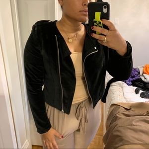 Black Velvet Moto Jacket